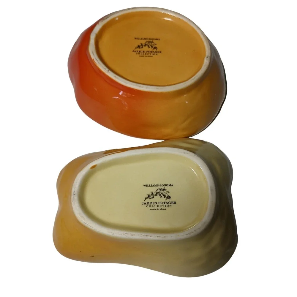 Williams‎ Sonoma Condiment Dish Jardin Potager Ceramic Vegetable Dip Set of Two